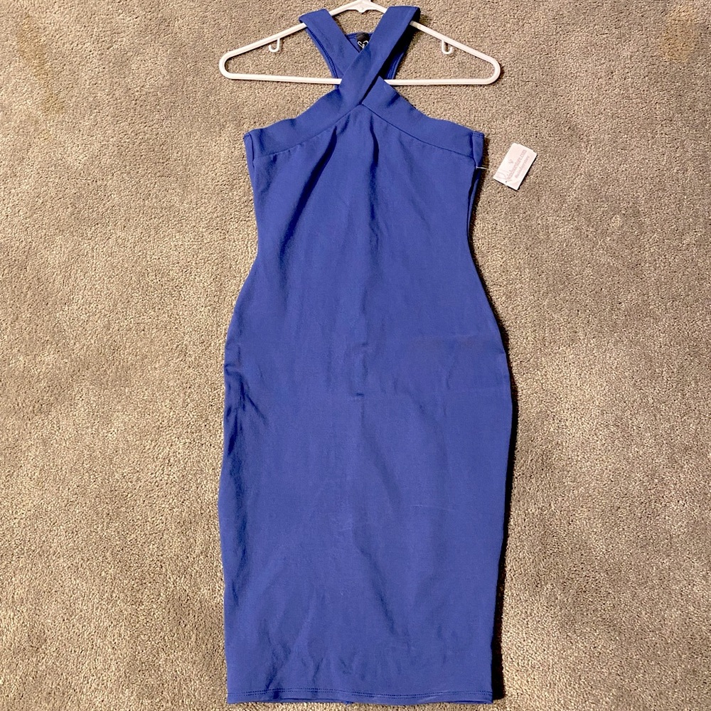 High neck body-con midi dress